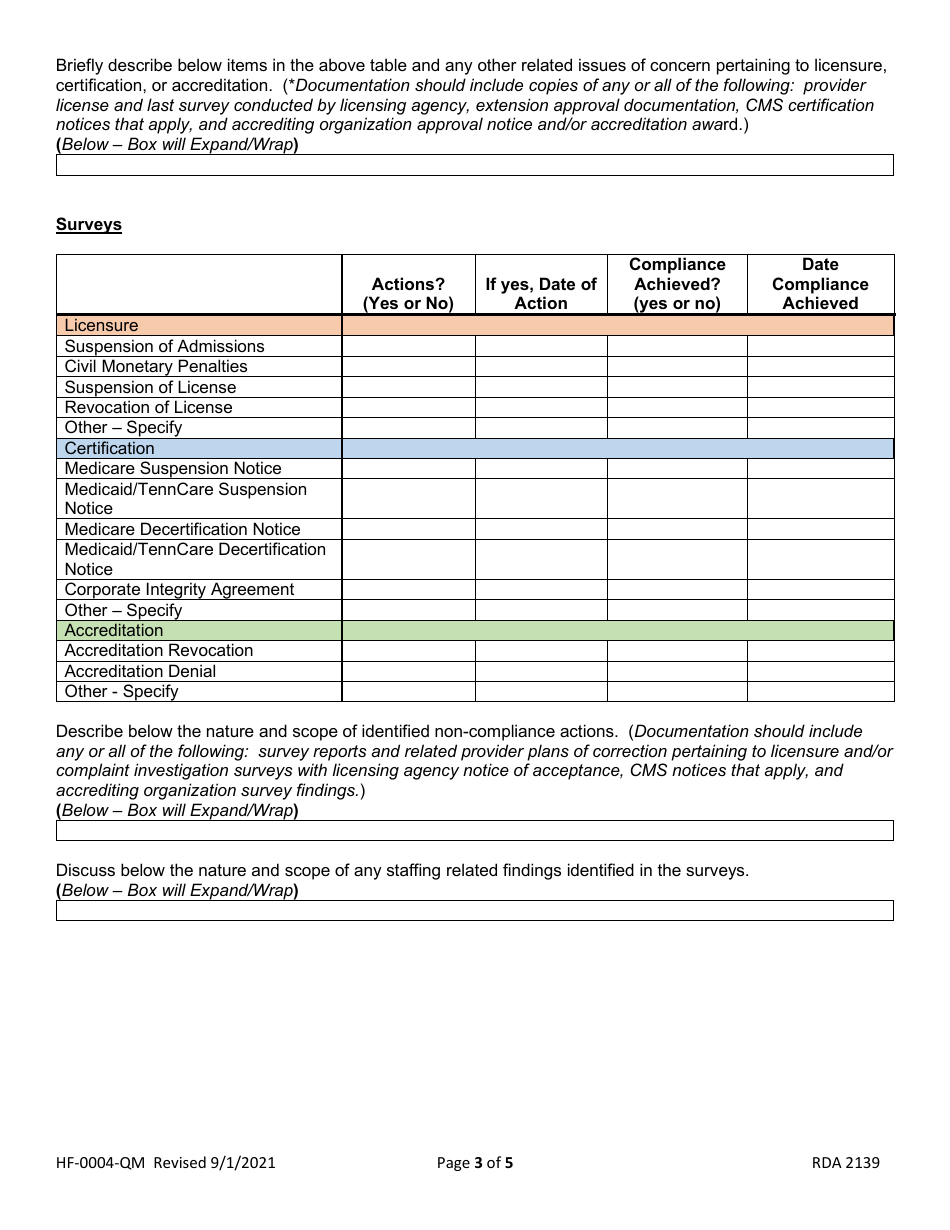Form HF-0004-QM Quality Measure Report - Tennessee, Page 3