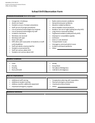 Document preview: School Drill Observation Form - Michigan
