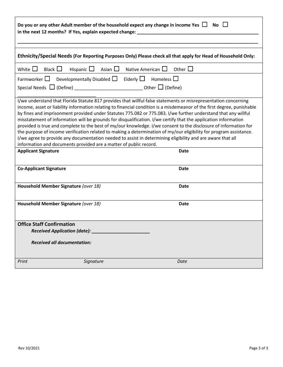 Okaloosa County, Florida Application for Housing Assistance State