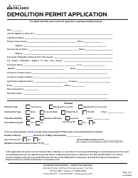 Demolition Permit Application - City of Orlando, Florida