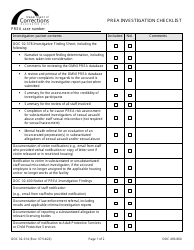 Document preview: Form DOC02-014 Prea Investigation Checklist - Washington