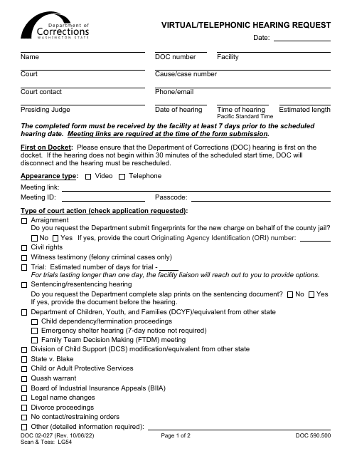 Form DOC02-027  Printable Pdf