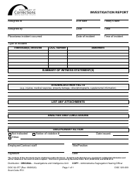 Document preview: Form DOC02-077 Investigation Report - Washington