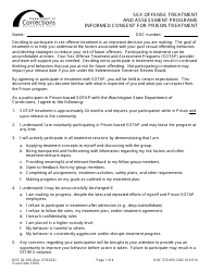 Form DOC02-330 Sex Offense Treatment and Assessment Programs Informed Consent for Prison Treatment - Washington