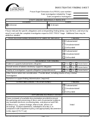 Form DOC02-378 Investigative Finding Sheet - Washington