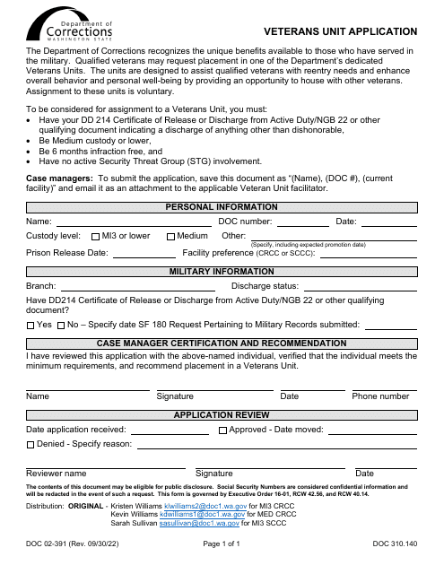 Form DOC02-391  Printable Pdf