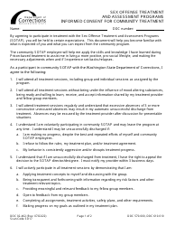 Document preview: Form DOC02-402 Sex Offender Treatment and Assessment Programs Informed Consent for Community Treatment - Washington