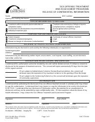 Document preview: Form DOC02-406 Sex Offender Treatment and Assessment Programs Release of Confidential Information - Washington