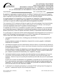 Document preview: Form DOC02-402ES Sex Offense Treatment and Assessment Programs Informed Consent for Community Treatment - Washington (English/Spanish)