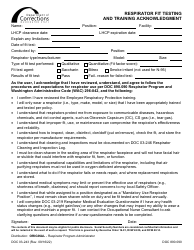 Document preview: Form DOC03-243 Respirator Fit Testing and Training Acknowledgement - Washington
