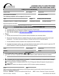 Document preview: Form DOC03-314 Licensed Health Care Provider Information and Response Sheet - Washington