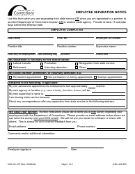 Form DOC03-315 Employee Separation Notice - Washington