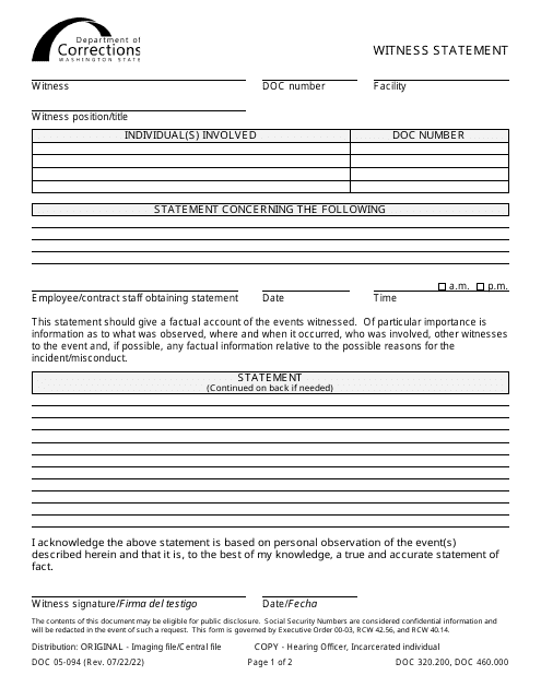 Form DOC05-094  Printable Pdf