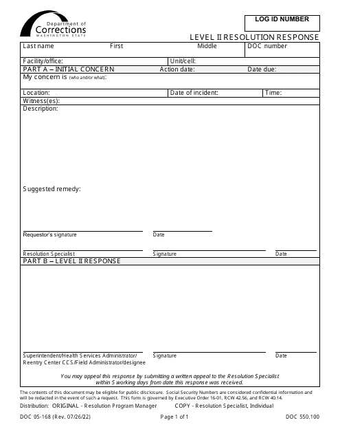 Form DOC05-168  Printable Pdf