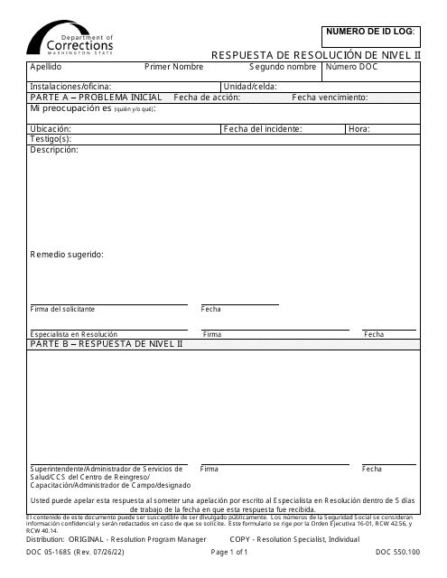 Formulario DOC05-168S  Printable Pdf