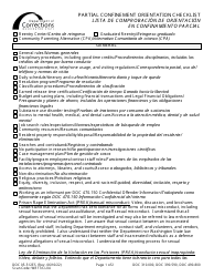 Form DOC05-512ES Partial Confinement Orientation Checklist - Washington (English/Spanish)