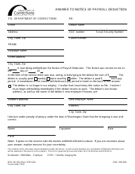 Document preview: Form DOC05-532 Answer to Notice of Payroll Deduction - Washington