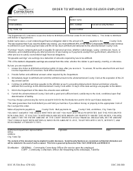 Document preview: Form DOC05-534 Order to Withhold and Deliver - Employer - Washington
