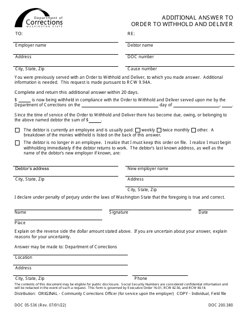 Form DOC05-536  Printable Pdf