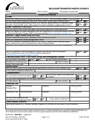 Document preview: Form DOC07-053 Release/Transfer Needs Survey - Washington