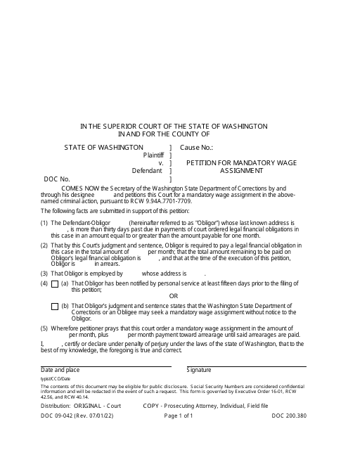 Form DOC09-042  Printable Pdf