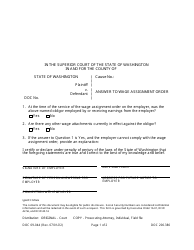 Document preview: Form DOC09-044 Answer to Wage Assignment Order - Washington