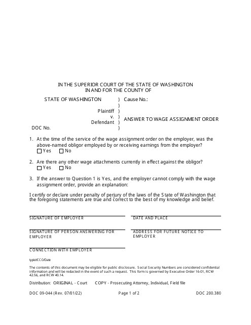 Form DOC09-044  Printable Pdf