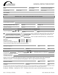 Document preview: Form DOC17-070 General Infraction Report - Washington
