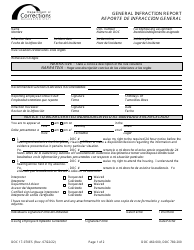 Document preview: Form DOC17-070ES General Infraction Report - Washington (English/Spanish)