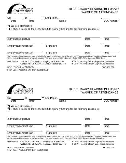 Form DOC17-071  Printable Pdf