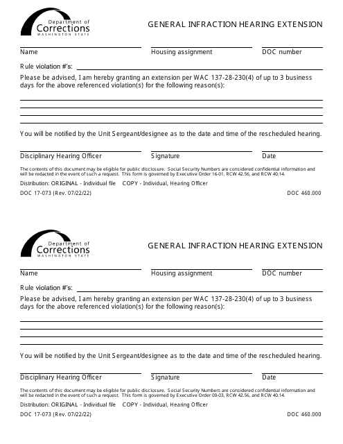 Form DOC17-073  Printable Pdf