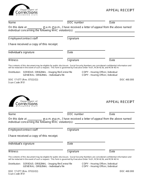 Form DOC17-077  Printable Pdf