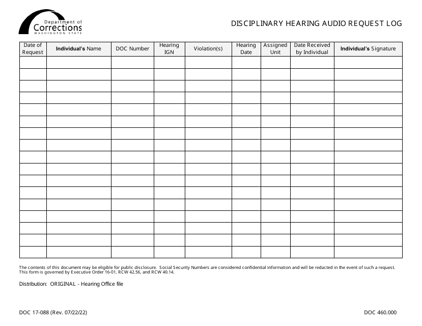 Form DOC17-088  Printable Pdf
