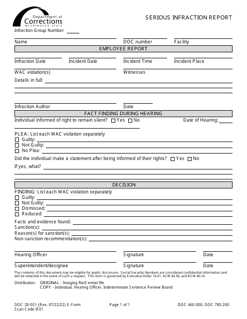 Form DOC20-051  Printable Pdf