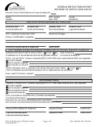 Form DOC20-051ES Serious Infraction Report - Washington (English/Spanish)