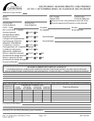 Form DOC21-312ES Disciplinary Hearing Minutes and Findings - Washington (English/Spanish)