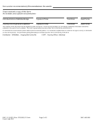 Form DOC21-312ES Disciplinary Hearing Minutes and Findings - Washington (English/Spanish), Page 2