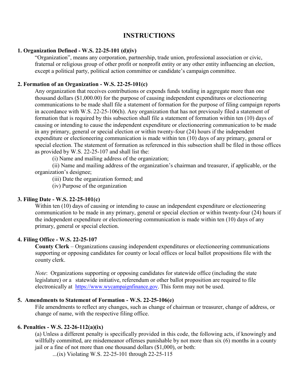 Statement of Formation - Organization - Wyoming, Page 2