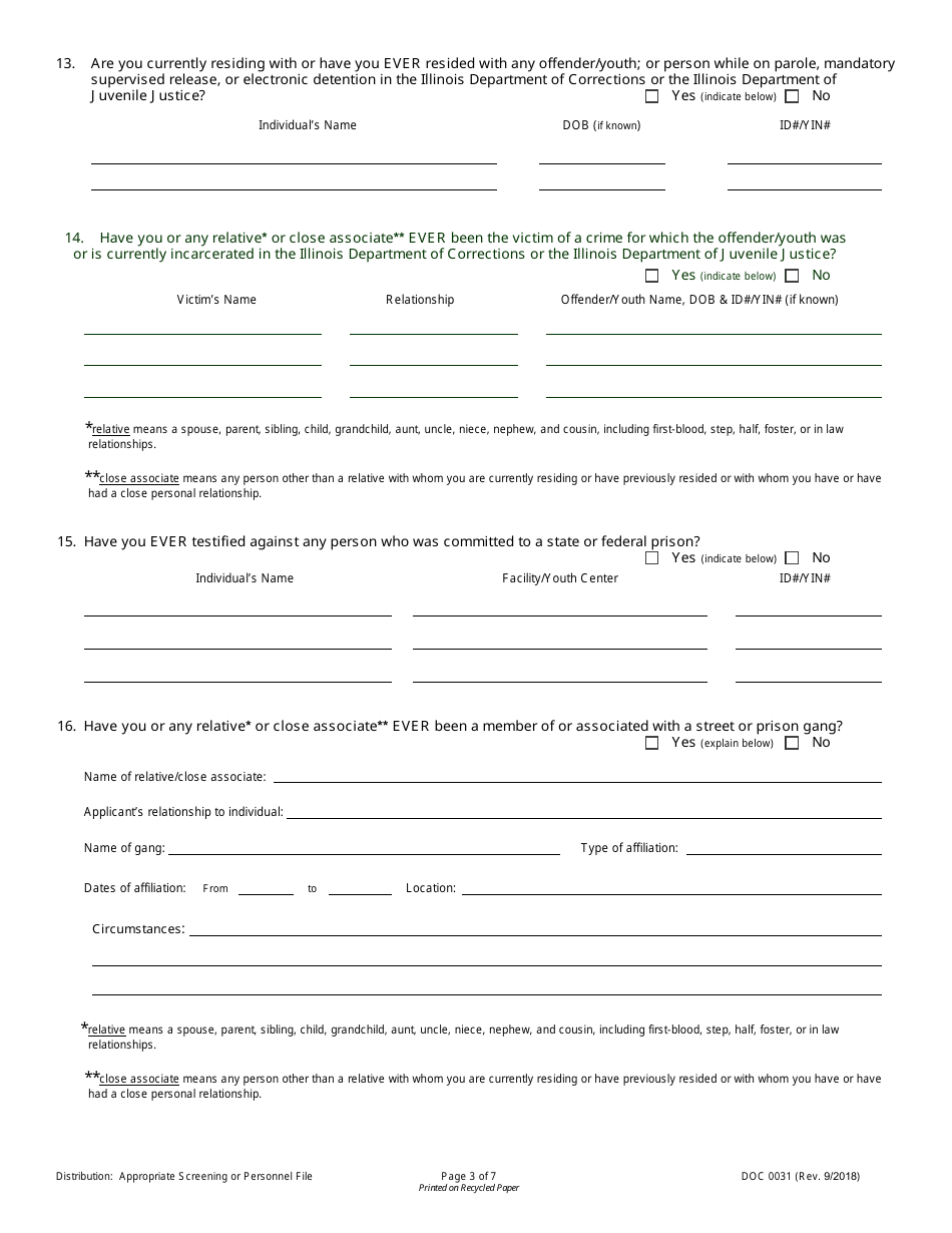Form DOC0031 Applicant Information Sheet - Illinois, Page 3