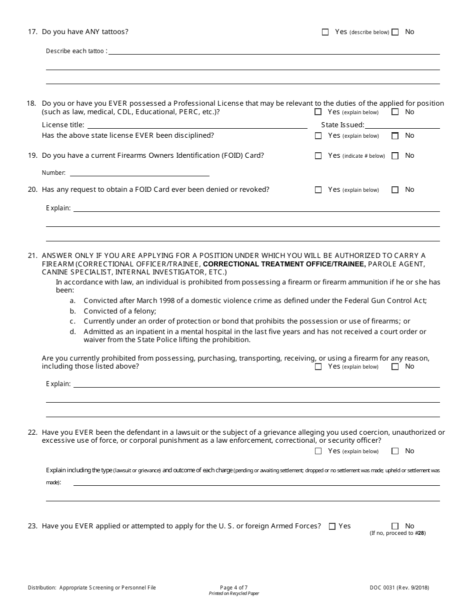 Form DOC0031 Applicant Information Sheet - Illinois, Page 4