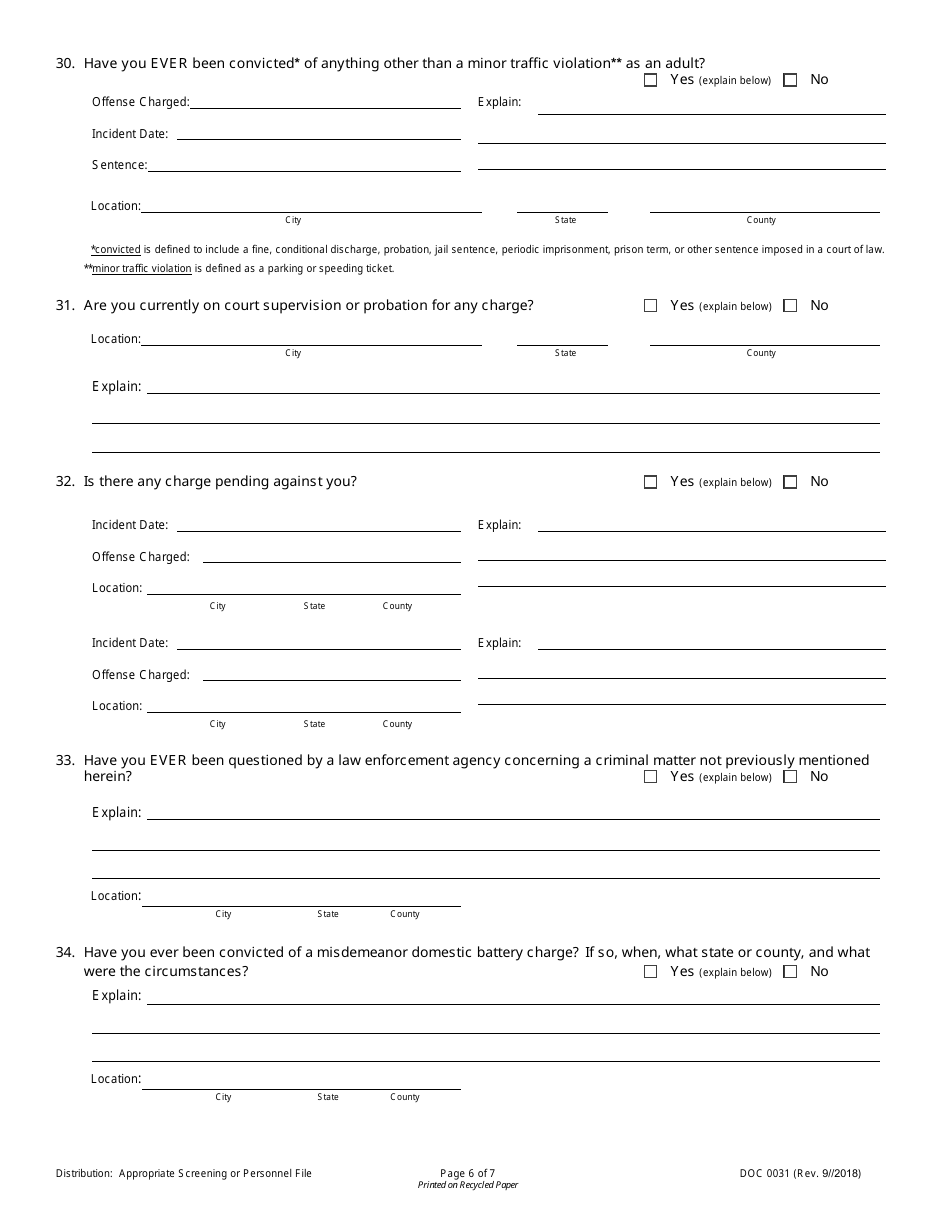Form DOC0031 Applicant Information Sheet - Illinois, Page 6