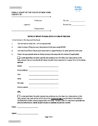 Document preview: Form EF-FAM-2 Notice of Intent to Cease (Stop) E-Filing in This Case - New York