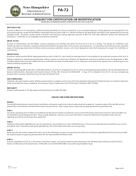 Form PA-72 Request for Certification or Recertification - New Hampshire, Page 3