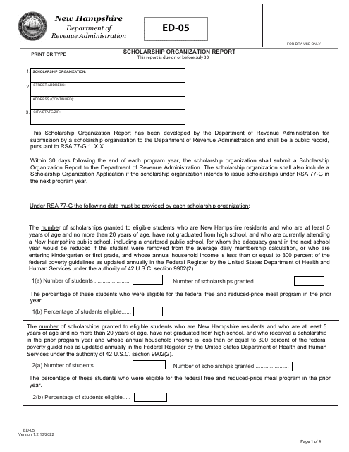 Form ED-05  Printable Pdf