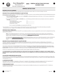 Document preview: Instructions for Form BT-SUMMARY, BET - New Hampshire