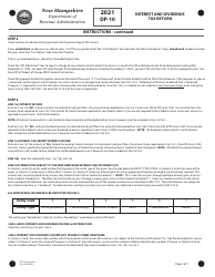 Instructions for Form DP-10 Interest and Dividends Tax Return - New Hampshire, Page 3