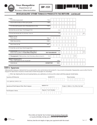 Form DP-151 Wholesalers' Other Tobacco Products Tax Return - New Hampshire, Page 2