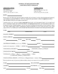 Document preview: General Intake Questionnaire - Fair Employment Program - Wyoming