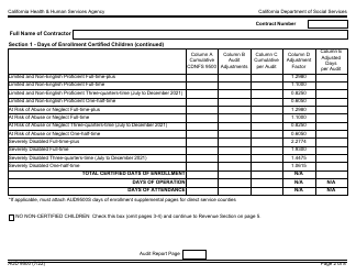 Form AUD9500 Audited Attendance and Fiscal Report for Child Development Programs - California, Page 2