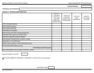 Form AUD9529 Audited Fiscal Report for Child Development Support Contracts - California, Page 2